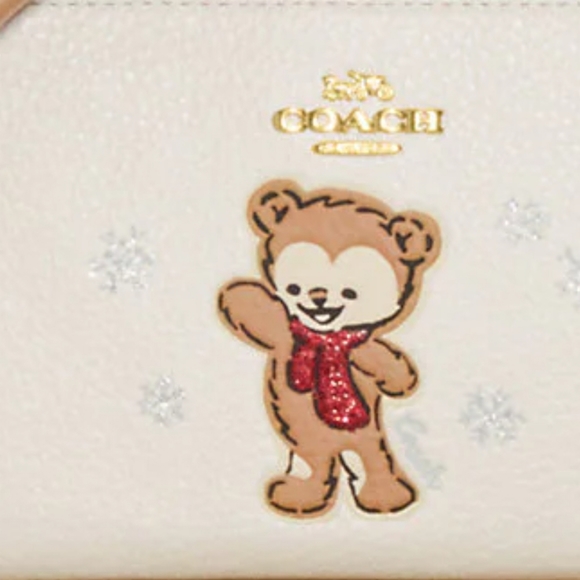 Coach Boxed Corner Zip Wristlet With Bear Snowflake - Picture 2 of 5